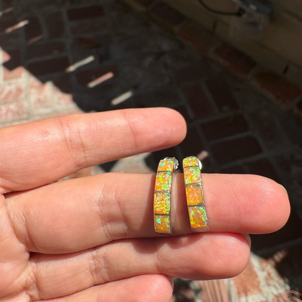 Opal Mosaic Hoop Earrings